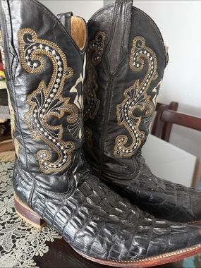 Potrero Whipstitch Gator Size 8 US  / 27 MEX Pointed Toe Western Cowboy Boots